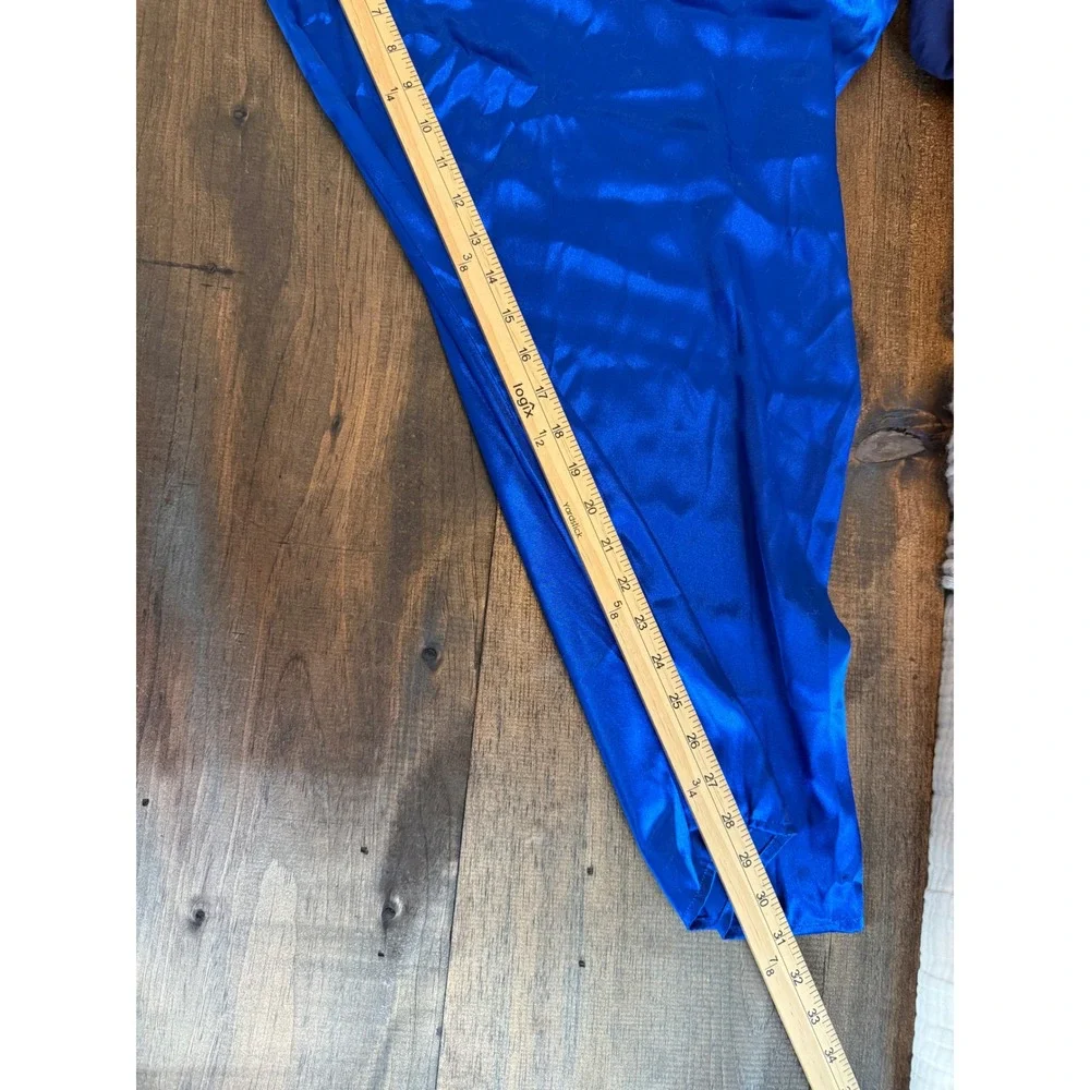 Frederick's of Hollywood 3X Cobalt Blue Satin Pajama Set Wide Leg Lounge Y2K